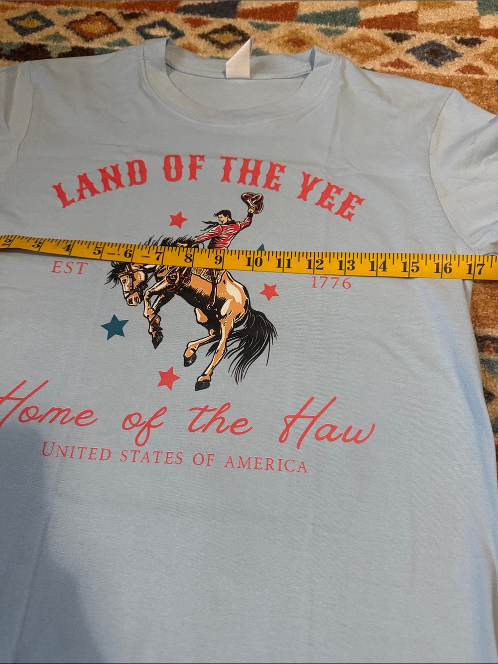 Baby blue 4th of July shirt western Bronc rider - Land of the Yee - Picture 5 of 7